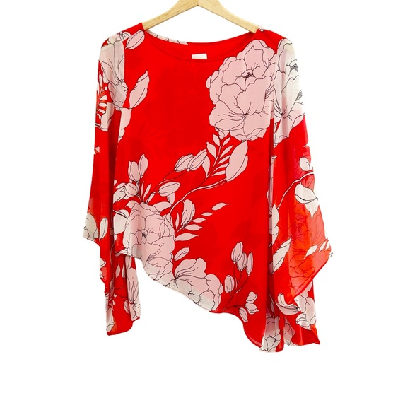 Chico’s Multicolor Floral Contemporary Asymmetrical Bold & Breezy Tunic, 0P=S/4P - Picture 4 of 16